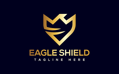Eagle Shield Logo, Golden Shield Security Logo Design, phoenix wings