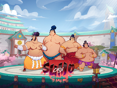 Sumo Cash - Mobile Game Art & UI 2d game art game background game characters game design game illustrations game ui game ui ux mobile game mobile game art mobile game ui mobile games