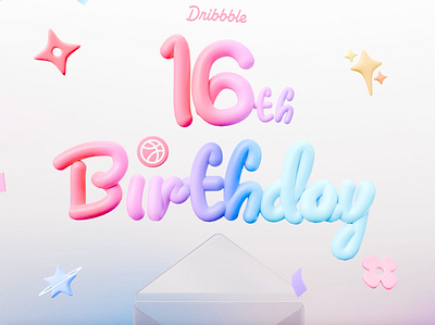 Celebrating Dribbble Sweet 16th Anniversary ! 3d 3d animation animate b2b birthday celebration clean dipa inhouse dribbble dribbble 16th anniversary dribbble anniversary dribbble challenge dribbble event happy birthday illustration liquid glass saas startup sweet 16 design