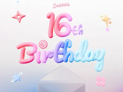 Celebrating Dribbble Sweet 16th Anniversary ! 3d 3d animation 3d design 3d illustration b2b birthday celebration clean digital invitation dipa inhouse dribbble dribbble 16th anniversary dribbble anniversary dribbble event illustration letter invitation liquid glass saas startup