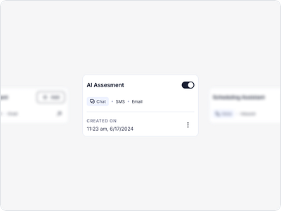 AI Assesment ai cards chat createdon data design email sms toogle ui user experience ux uxui