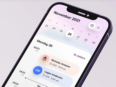 Visitor Schedule & Calendar App UI app app design appcalendar application calendar design mobile mobile app mobile screen mobile ui phone reminder ui ui design user experience user interface uxui