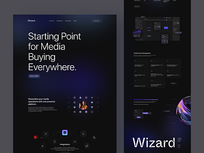 Wizard | Automation Platform automation dark mode dark ui desktop design gradient design illsutration media micro interaction modern ui typography ui design ux design website website design website ui