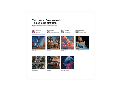 Tools. ai design features generation illustration images interface light mode section ui ux website