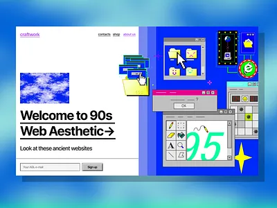 Welcome to the 90s Web Aesthetic 💾 90saesthetic branding craftwork design graphic design illustration pixelart retrodesign ui uiux web webdesign