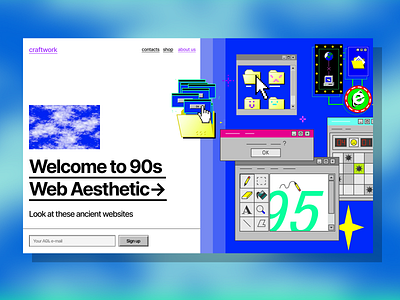 Welcome to the 90s Web Aesthetic 💾 90saesthetic branding craftwork design graphic design illustration pixelart retrodesign ui uiux web webdesign