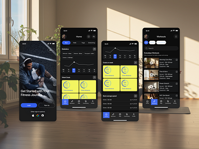 A mobile UI for tracking workouts, goals, and weekly progress graphic design ios mobile app mobile ui sport tracking app ui