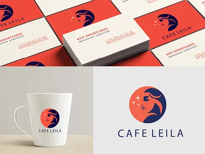 Leila cafe logo branding colour design graphic design illustration logo design