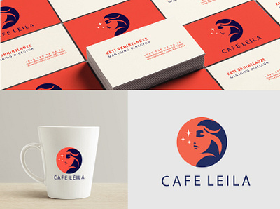 Leila cafe logo branding colour design graphic design illustration logo design