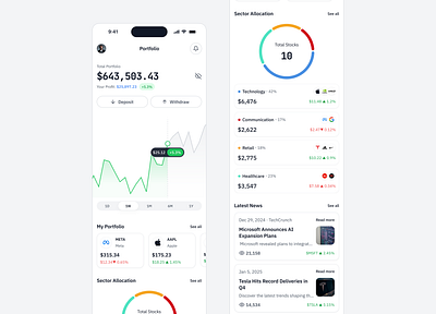 Stock Trading App – Portfolio Page UI app branding crypto dailyui dashboard design figma finance fintech logo market portfolio product design stock stock app stock trading trading ui ux