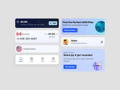 eSIM Components buy sim cleandesign esim esim app ui esim buy esim internet esim mobile app mobileappui sim app figma design sim app product design sim mobile app sim package uicomponents