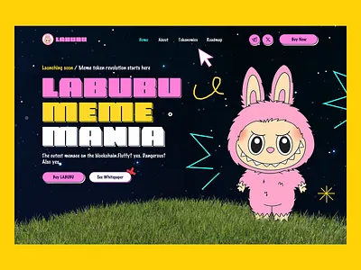 $LABUBU - crypto meme mem token art blockchain crypto cryptocurrency illustration meme meme coin meme coin design meme coin landing page meme coin website meme landing page meme token memecoin website solana token trend ui uidesign website