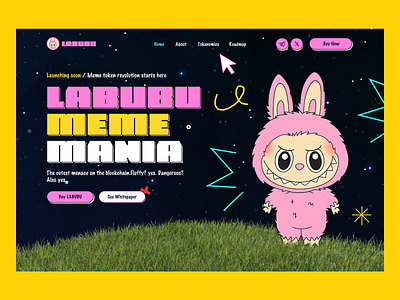 $LABUBU - crypto meme mem token art blockchain crypto cryptocurrency illustration meme meme coin meme coin design meme coin landing page meme coin website meme landing page meme token memecoin website solana token trend ui uidesign website