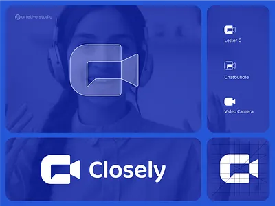 Closely_ for Video Calling App logo brand brand identity branding camera camera logo ccamera logo creative logo graphic design logo designer logomark logos meeting minimalist logo modern saas smart logo ui video calling app videography visual identity