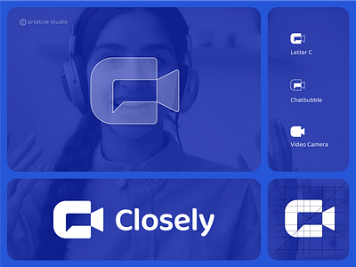 Closely_ for Video Calling App logo brand brand identity branding camera camera logo ccamera logo creative logo graphic design logo designer logomark logos meeting minimalist logo modern saas smart logo ui video calling app videography visual identity