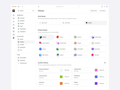 Theme Settings app design appearance settings theme ui ui design ux