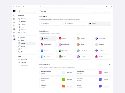 Theme Settings app design appearance settings theme ui ui design ux