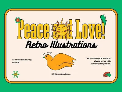 Peace & Love Retro Illustrations illustration pack