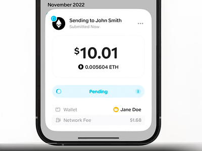 Crypto Transaction Status UI Design blockchain crypto design crypto wallet currency exchange digital transfer ethereum transaction finance dashboard financial ui fintech design minimal interface mobile crypto modern fintech money transfer payment interface pending status transaction card ui concept ui layout wallet screen