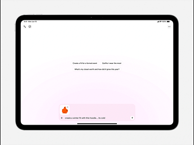 Minimal AI Closet Assistant ai interface app concept app design clean layout digital closet fashion app intuitive ui minimal interface mobile ux modern design product design simple interface smart assistant style assistant ui design user experience ux concept ux design wardrobe manager