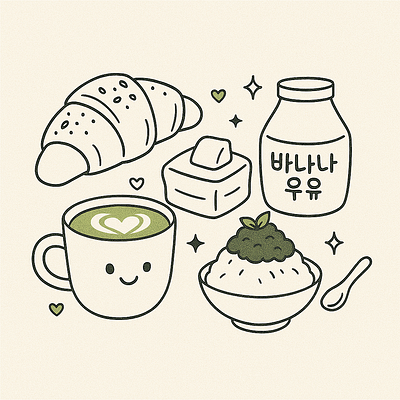 One Illustration, 3 Styles: Korean Sweet Treats branding cartoon graphic design illustration linework logo vector