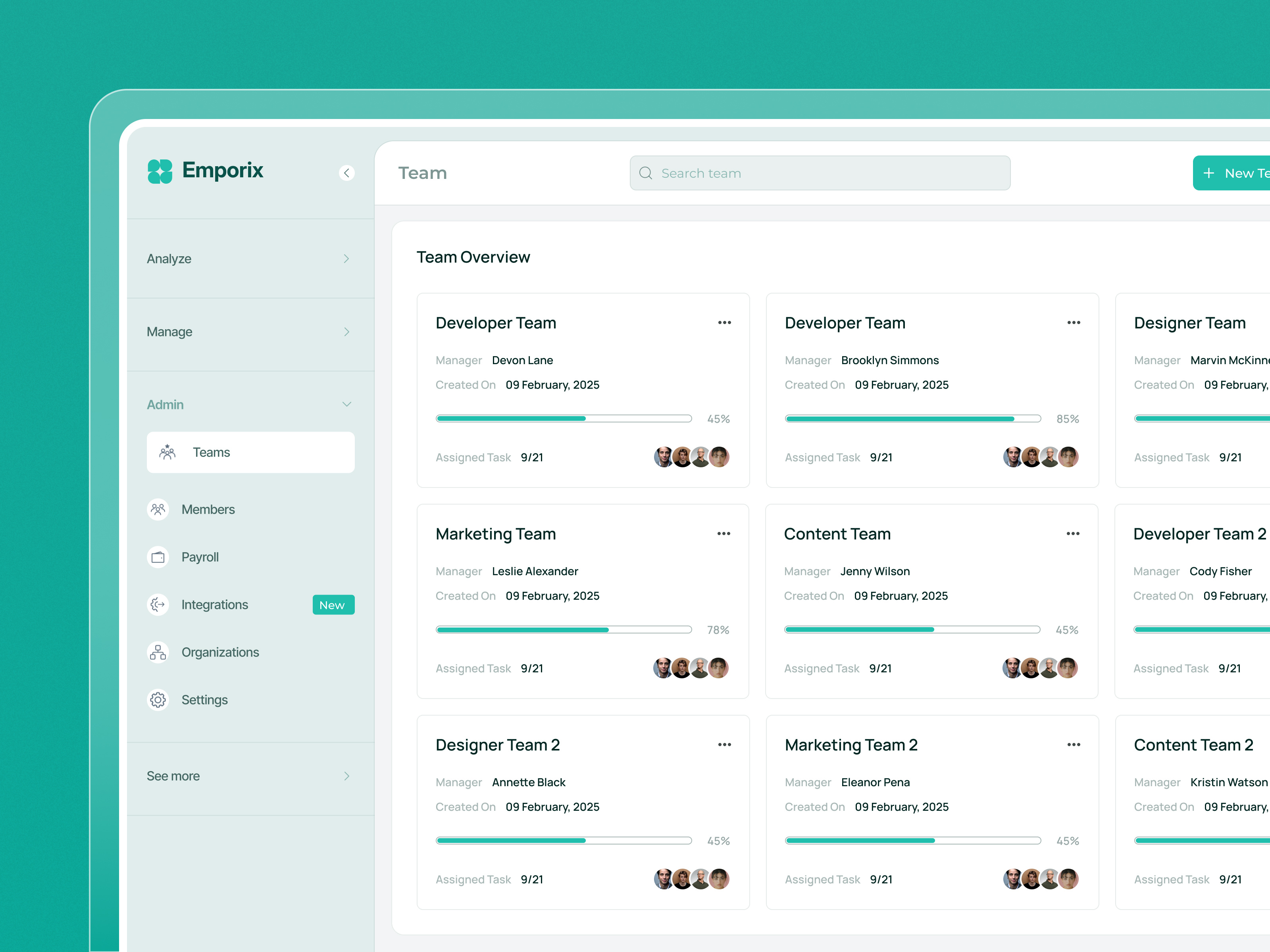 Clean & Modern Employee Management Dashboard UI
