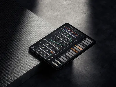 Moog Model 15 audio button cable design futuristic glitch illustration ipad iphone keyboard knob mobile moog music patch play synth ui