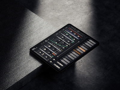 Moog Model 15 audio button cable design futuristic glitch illustration ipad iphone keyboard knob mobile moog music patch play synth ui