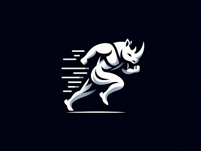 Rhino Athlete Runner Mascot Logo sport competition mascot