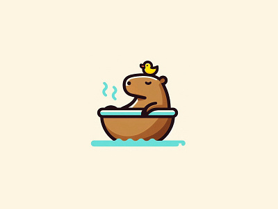 Capybara Mascot Logo in Friendly Cartoon Style capybara artwork