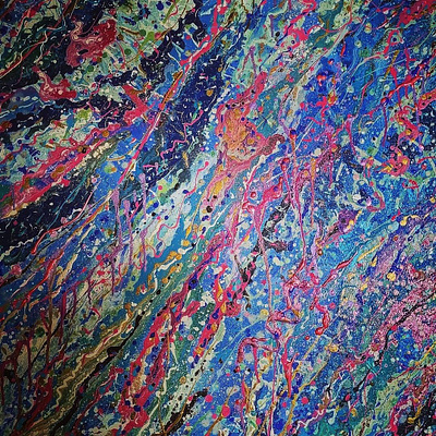 We Can Be Explorers Acrylic and glitter on canvas 36" x 36" painting