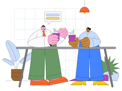 employees gossiping art branding design graphic design illustration logo man plants ui vector