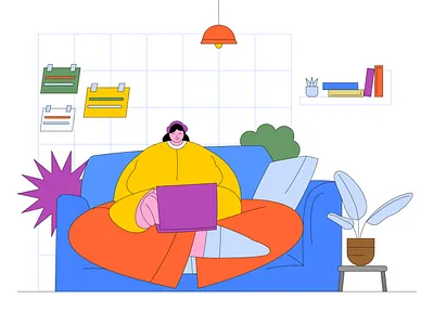 Work From Home art branding design graphic design illustration logo man plants ui vector work from home