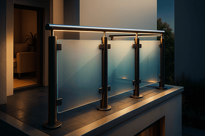 Upgrade Glass Railings with Smart Film for Privacy and Style 3d architecture balconydesign exteriordesign frostedglass glassrailings minimalist modernarchitecture modernhome privacyglass smartfilm windowfilms