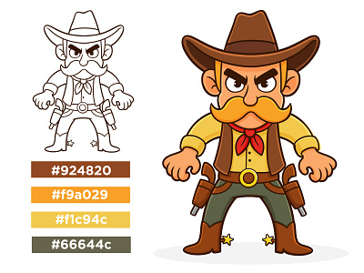 Vector Cartoon Cowboy, People USA Mascot beehaya studio cartoon cartoon character character design cowboy cowboy avatar cowboy cartoon cowboy clipart cute design graphic design illustration mascot people usa vector vector art vector cowboy western