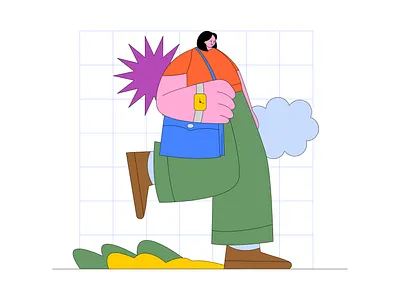 Woman Going To Work Illustration 3d animation art branding design graphic design illustration logo motion graphics plants ui woman going to work illustration