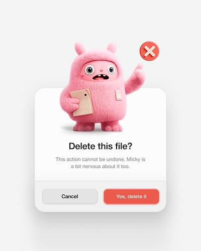 "Delete this file?" 3d 3d charactor illustration motion graphics ui