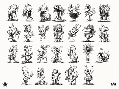 Monday Mosh Monsters 2025 bestiary cartoon character design creature drawing illustration monster sketch