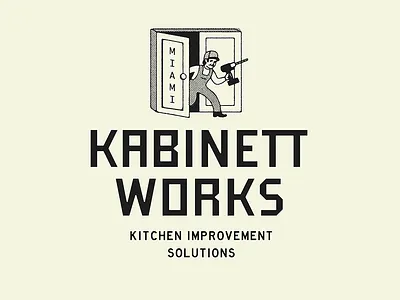 Kabinett Works badge branding building carpentry construction design graphic design illustration logo vintage