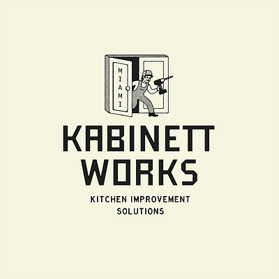 Kabinett Works badge branding building carpentry construction design graphic design illustration logo vintage