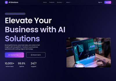 Elevate Your Business with AI Solutions agency ai branding business dark design illustration minimalist sass service technology ui ux web design website