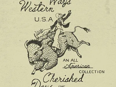 Western Ways branding buffalo cowboy design graphic design illustration logo vintage western