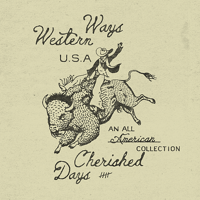 Western Ways branding buffalo cowboy design graphic design illustration logo vintage western