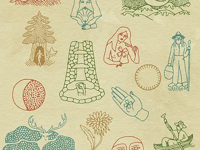 Forest Flash animals branding design forest graphic design illustration logo mountains nature plants vintage