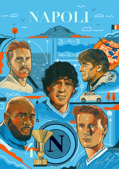 Napoli - Football Club poster illustration character football football club football illustrated illustration illustrator maradona napoli people portrait portrait illustration poster poster illustration procreate soccer soccer illustration ssc napoli