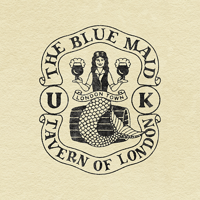 Mermaid Bartender badge bar beer branding design graphic design illustration logo mermaid tavern vintage