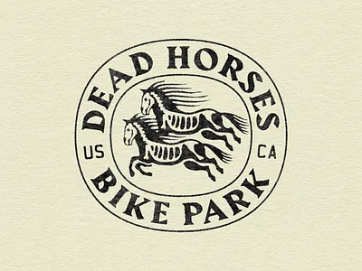 Dead Horses badge bike branding extreme graphic design horses illustration logo mountain park sports vintage western