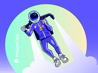 Brand Graphic cloud fin ops flying future jet pack robot software track suit