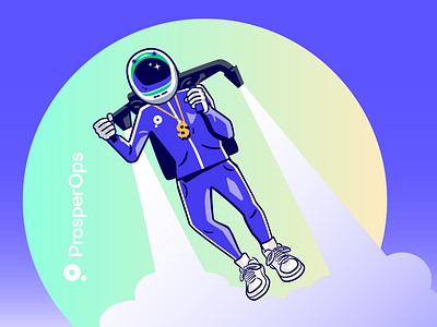 Brand Graphic cloud fin ops flying future jet pack robot software track suit