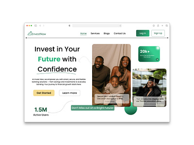 Invest Now Landing Page family finance future invest investment landing page ui uiux